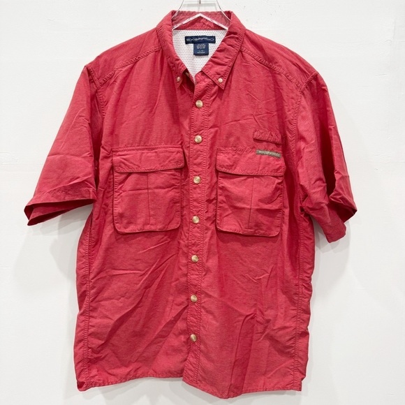 Exofficio Red Short Sleeve Button Down Shirt Outdoor Hiking Camping Large - Picture 1 of 8